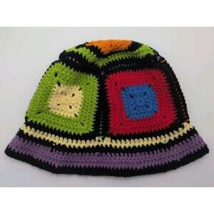 Handmade Granny Square Crotchet Colorful Beanie Hat